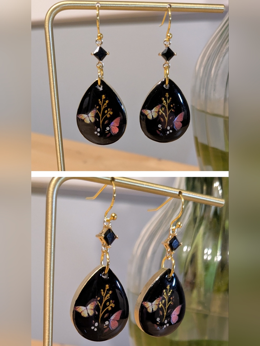 Black Butterfly Teardrop Earrings - Elegant Women Jewelry